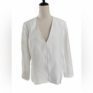 Lafayette 148 New York Textured White Linen Blend Blazer